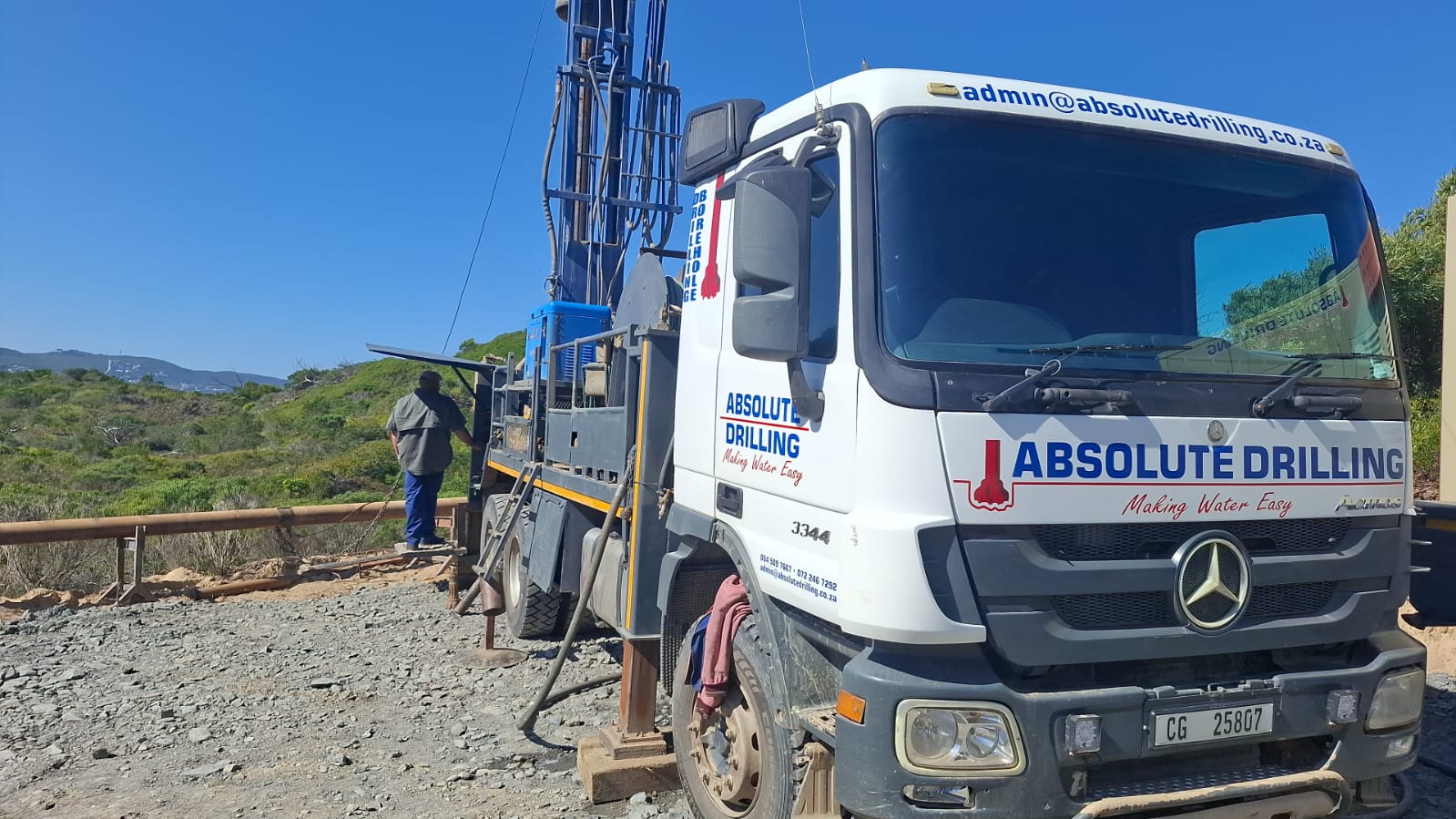 Absolute Drilling borehole truck at a project site