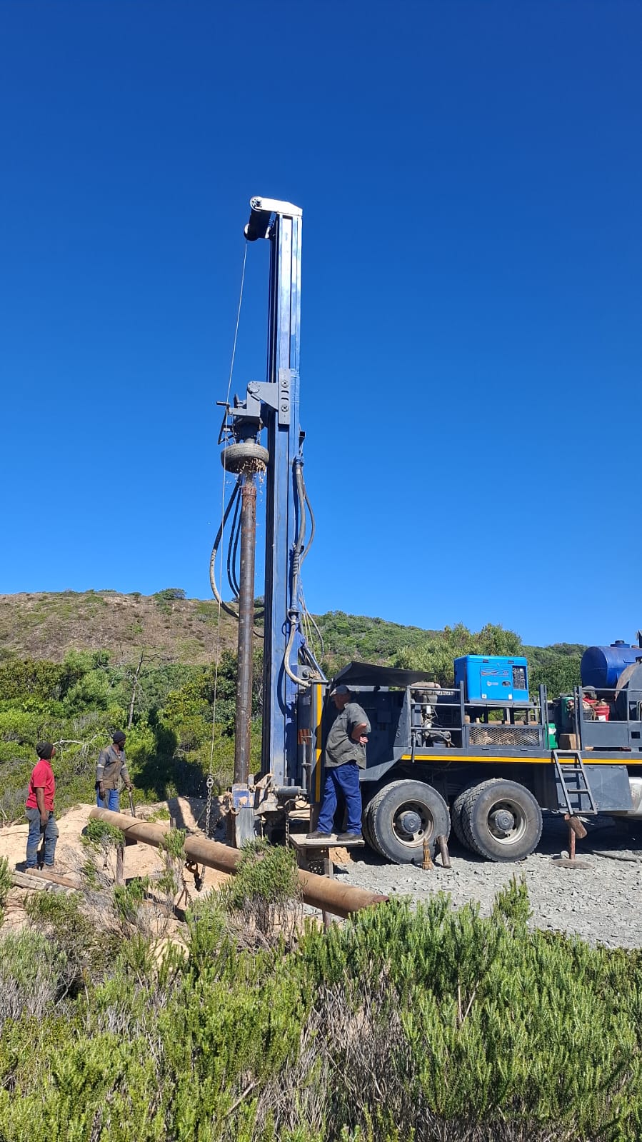 Borehole drilling rig operating in the Western Cape